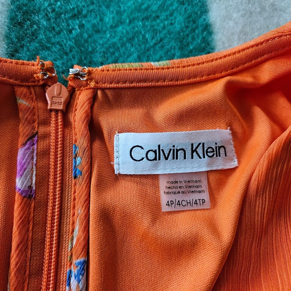 Calvin Klein Orange Summer Floral Dress - Picture 4 of 5